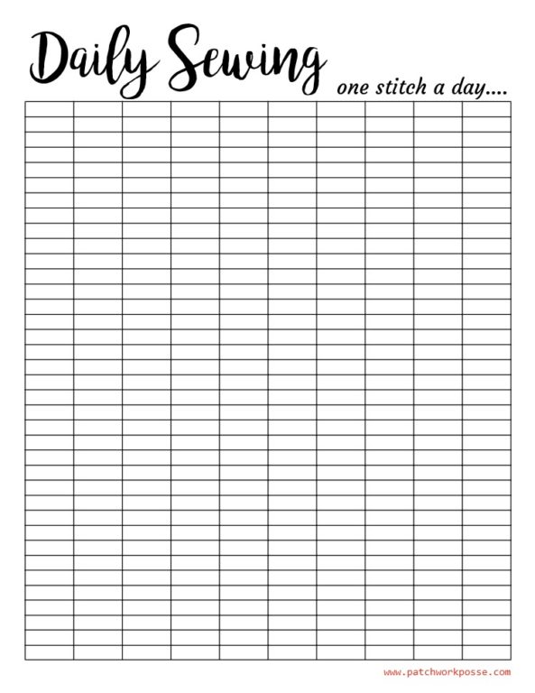 Daily Sew Challenge Patchwork Planner